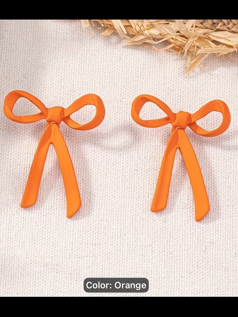 Game Day Orange Vegan Leather Bow Post or Stud Earrings. So Cute - NEW